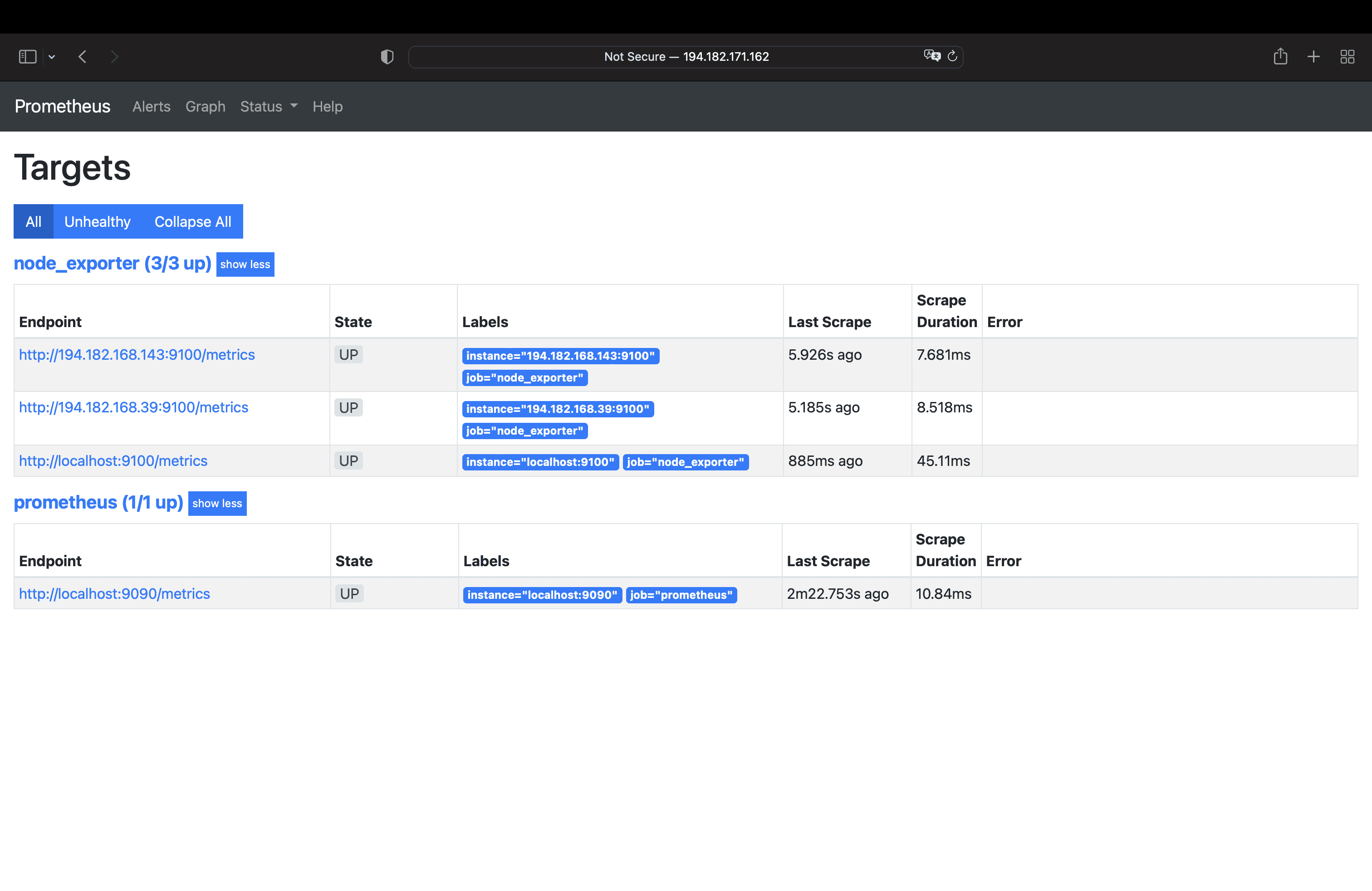 Prometheus server Prometheus server
