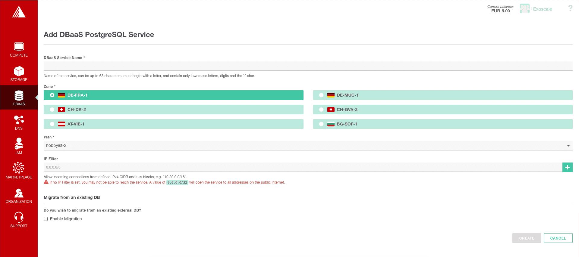 DBaaS PostgreSQL Screenshot Portal DBaaS PostgreSQL Screenshot Portal